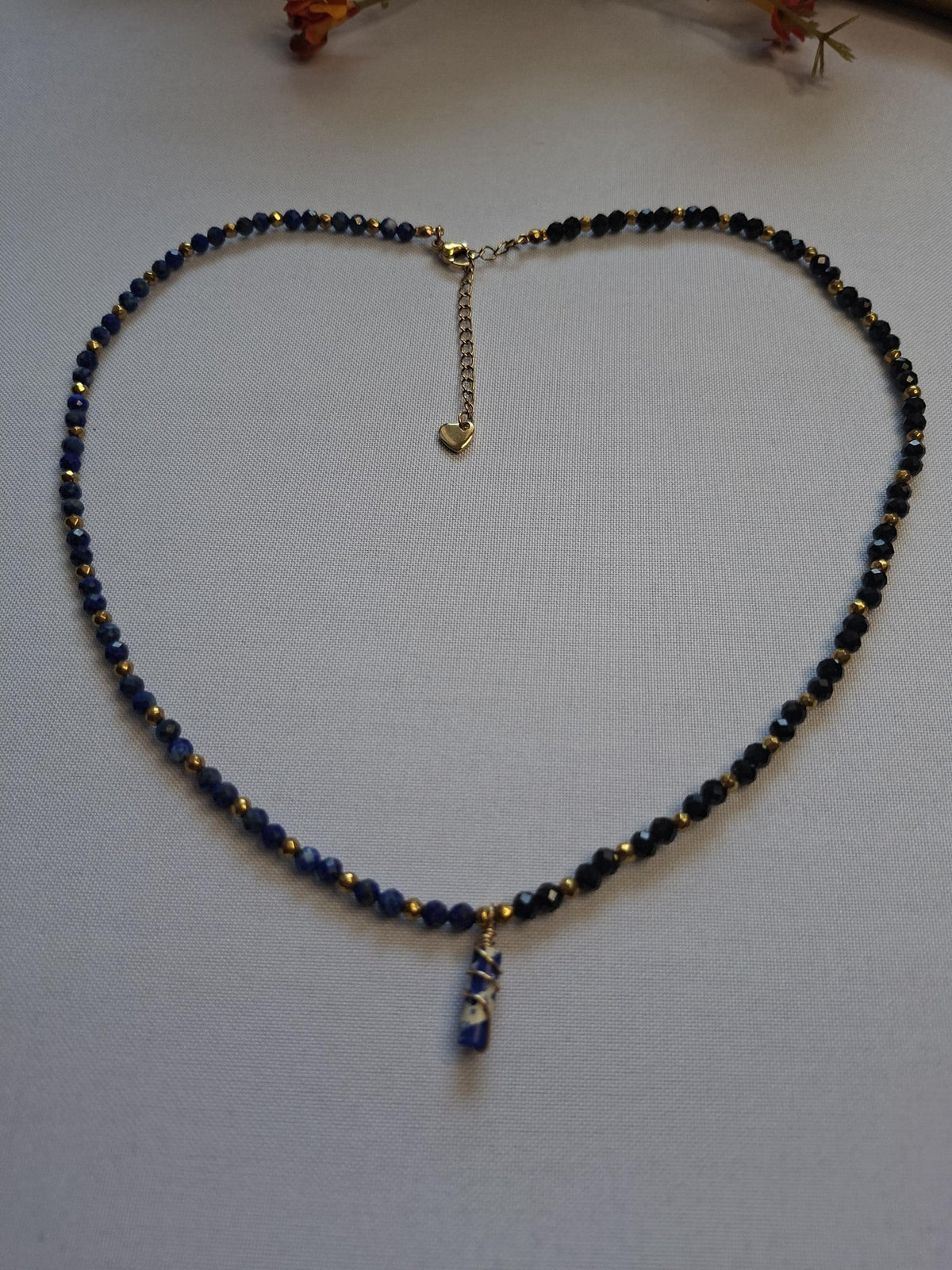 Naszyjnik: Lapis Lazuli, Onyks, Hematyt złoty